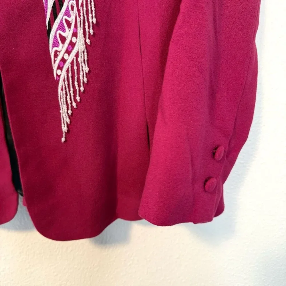 Bob Mackie Wearable Art Fuschia Beaded Blazer Size Medium - Picture 4 of 14